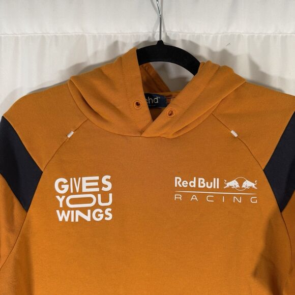 Red Bull Racing Hoodie Men's XS Orange Pockets Pullover Verstappen 1 Pullover - Picture 2 of 11